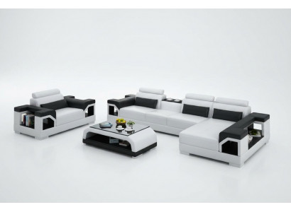 Leren bank woongroep hoekbank fauteuil bankstel design modern bankstel + USB