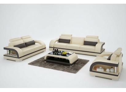Ontwerper bankstel leren bankstel met USB set 3+2+1 set bank bankstel garnituur sofa garnituren