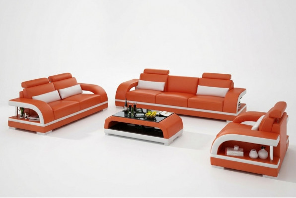 Ontwerper bankstel leren bankstel met USB set 3+2+1 set bank bankstel garnituur courtines