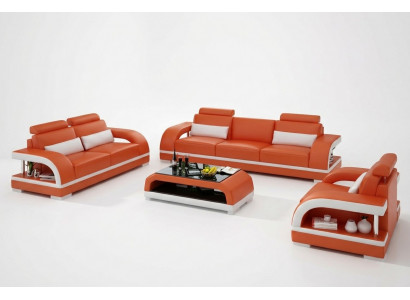 Ontwerper bankstel leren bankstel met USB set 3+2+1 set bank bankstel garnituur courtines