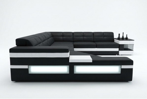 Designersofa bank USB woonkamer hoekbank woonlandschap gestoffeerde bank LED