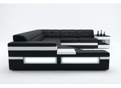 Designersofa bank USB woonkamer hoekbank woonlandschap gestoffeerde bank LED