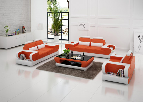 Leren bank Bank woonlandschap 3+2+1 zits bankstel design modern bank met USB