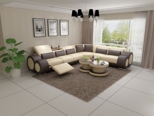 Leren bank Woonkamer Hoekbank Modern Ontwerp Bank met USB Relax功能