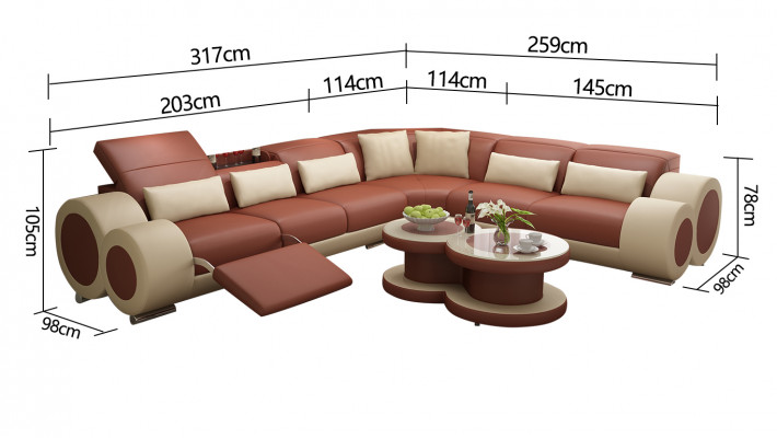 Leren bank Woonkamer Hoekbank Modern Ontwerp Bank met USB Relax功能