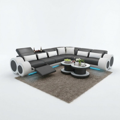 Leren bank Woonkamer Hoekbank Modern Ontwerp Bank met USB Relax功能