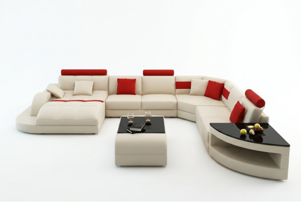 Multifunctioneel XXL grote lederen bank sofa met USB, hoek woonlandschap hoekbank bekleding
