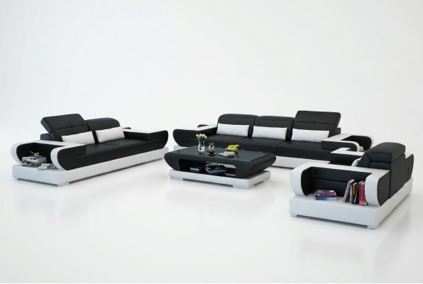 Bankstel Bank Bekleding Leer Zitgroep 3+2+1 Set Moderne Bank met USB
