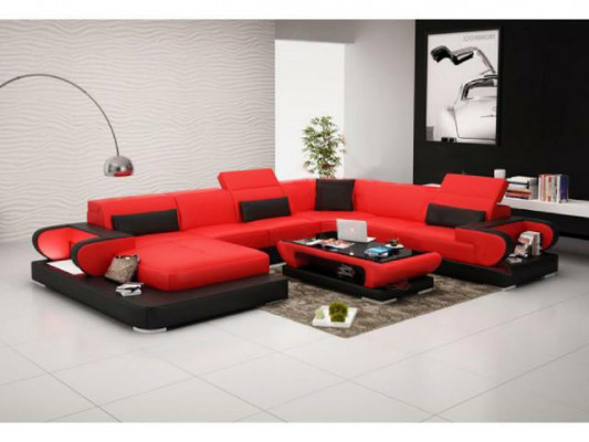 Sofa Hoekbank Bank Functiesofa + USB U Vorm Kunstleer Beige Slaapfunctie
