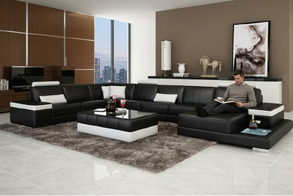 Woonlandschap Bank Bekleding Hoekbank Designer Leren Bank Grote Bank met USB
