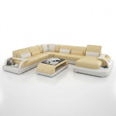 Hoekbank Beklede Bank Hoekbank Bank Moderne Designer Banken U-vorm Leder +USB