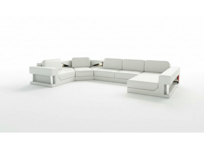 Hoekbank Moderne Leren Bank Woonlandschap + USB-bekleding Hoekbank Ontwerpbank