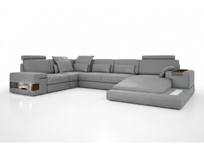 Leder Design Sofa Bank Bekledeingshoekbank Ensemble Woonlandschap Hoekbank met USB.