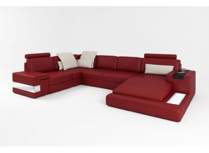 Hoekbank met USB bank bank bekleding U-vorm woonlandschap leren bank hoekontwerp