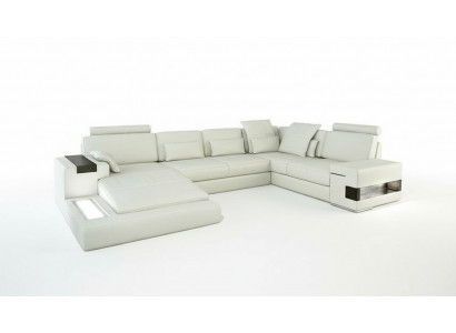 Ontwerp leren bank bank bank stoffering woonlandschap XXL Big hoekbank hoek met USB