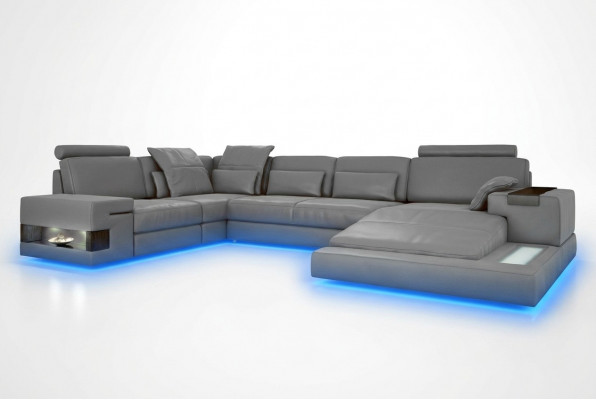 Grote bank woonlandschap leren bank met USB design bank bank bekleding hoekbank