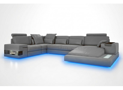 Grote bank woonlandschap leren bank met USB design bank bank bekleding hoekbank