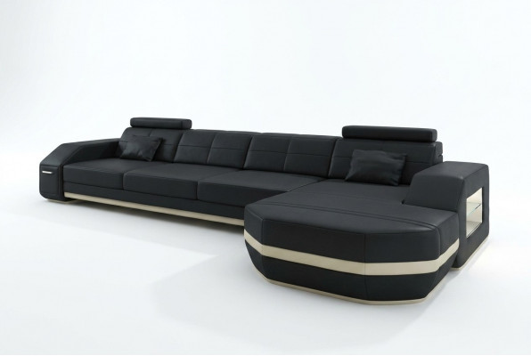 Stijlvol ontspannen Nieuwe L-vormige hoekbank met premium lederen bekleding.