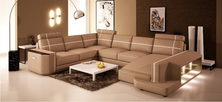Je vindt onze U-vormige leren bank Modern in een exquise designerstijl