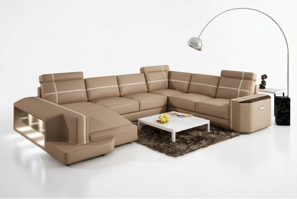 Je vindt onze U-vormige leren bank Modern in een exquise designerstijl
