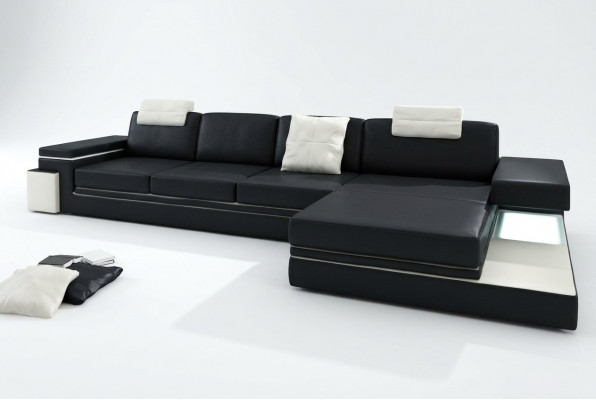 Leren bank met USB woonlandschap XXL hoekbank Bigsofa design bank designersbank
