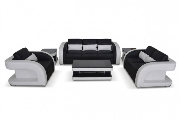 XXL leren woonlandschapset Design Modern Bank + USB Sets 3+2+1 Nieuw