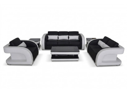 XXL leren woonlandschapset Design Modern Bank + USB Sets 3+2+1 Nieuw