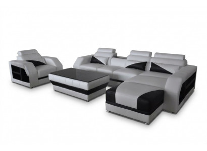 Leder hoekbank met USB-set Bankstellen Banken Bekleding Woonlandschap Fauteuil Hoek