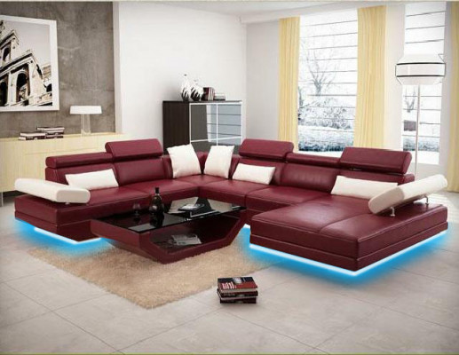Eckbank met USB bank woonlandschap leder banken bekleding hoek zitcombinatie.