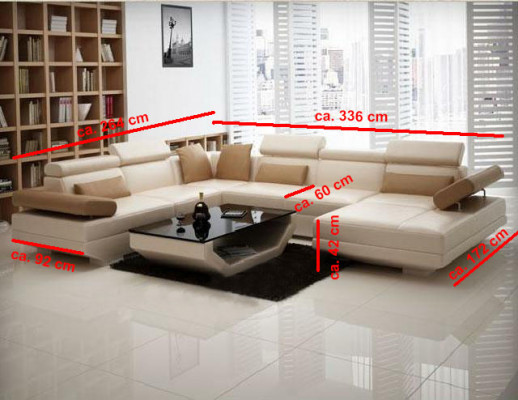 Eckbank met USB bank woonlandschap leder banken bekleding hoek zitcombinatie.