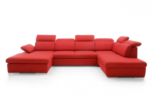 Hoekbank woonlandschap bank gestoffeerd sofa leder hoekbanken rood