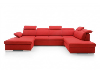 Hoekbank woonlandschap bank gestoffeerd sofa leder hoekbanken rood