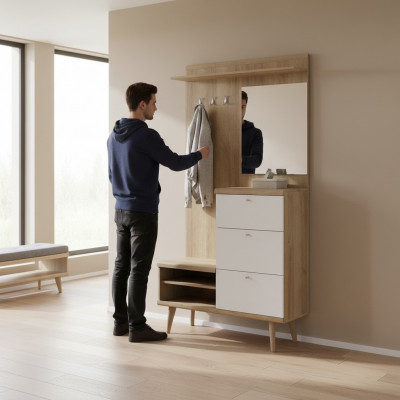 Garderobe Garderobenset Flur Garderoben Dielen Set Aufbewahrung  Kledingkast Kapstok Kapstokken Hal Kapstokken Set Opslag