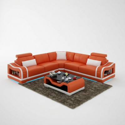 Leren bank Bank Woongebied Hoekbank Hoeksalon Modern ontwerp bank met USB