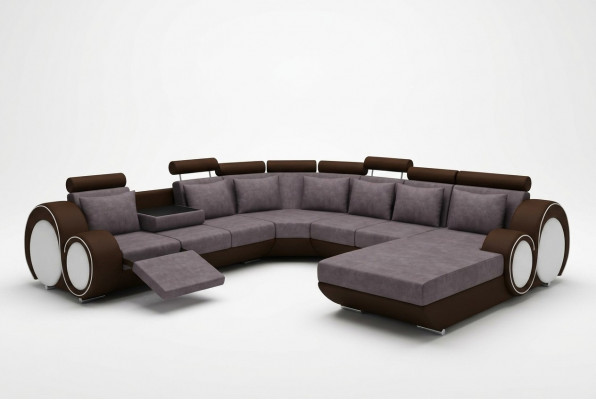 Textielbank met USB XXL woonlandschap stoffen bank Big Sofa gestoffeerde hoekbank nieuw