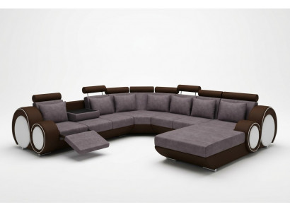 Textielbank met USB XXL woonlandschap stoffen bank Big Sofa gestoffeerde hoekbank nieuw