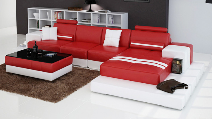Exclusieve elegante hoekbank in L-vorm rood design voor stijlvolle woonruimtes