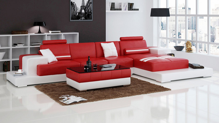 Exclusieve elegante hoekbank in L-vorm rood design voor stijlvolle woonruimtes