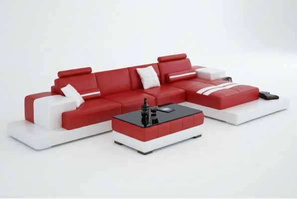 Exclusieve elegante hoekbank in L-vorm rood design voor stijlvolle woonruimtes
