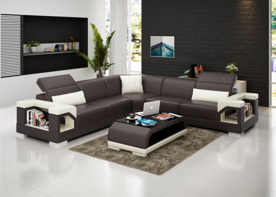 Ledersofa Bank Woonlandschap Hoekbank Hoekbank Ontwerp Modern Bank met USB