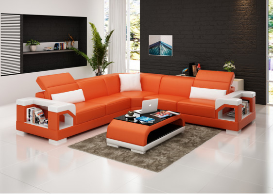 Ledersofa Bank Woonlandschap Hoekbank Hoekbank Ontwerp Modern Bank met USB