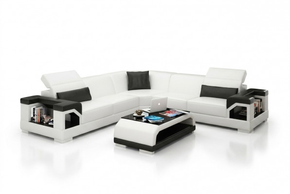 Ledersofa Bank Woonlandschap Hoekbank Hoekbank Ontwerp Modern Bank met USB