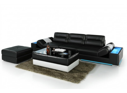 XXL Grote Bank Lounge Club 3+3 Zits Multifunctionele Bank Lederen Bank + USB + LED  XXL Grote Bank Lounge Club 3+3 Zits Multifunctionele Bank Lederen Bank + USB + LED