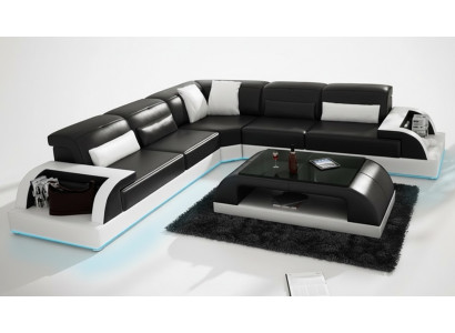 Leren bank Bank Woonlandschap Hoekbank Hoek Set Design Modern Bank USB Wit  Leren bank Woonlandschap Hoekbank Hoek Set Ontwerp Moderne Bank USB Wit