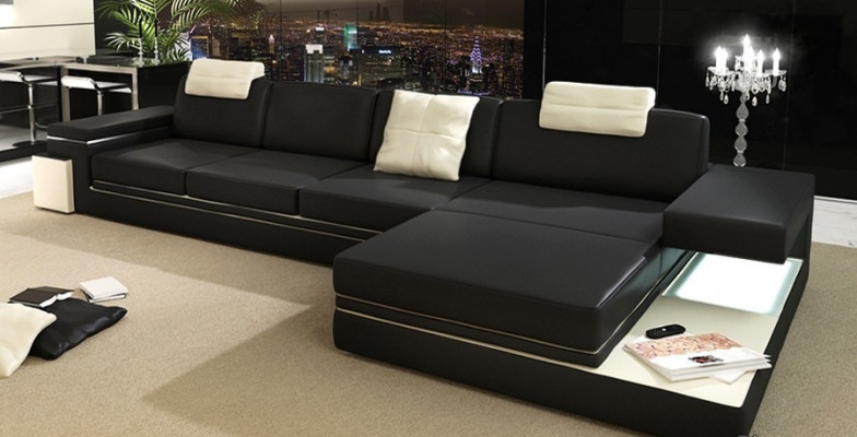 Modern woonkamerdesign bankstel van textiel stof met LED-verlichting + USB