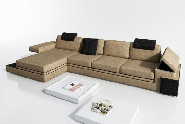 Modern woonkamerdesign bankstel van textiel stof met LED-verlichting + USB