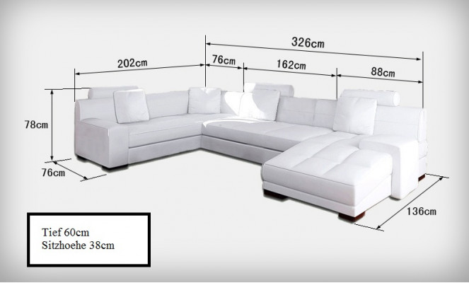 Leren bankstel met USB woonlandschap hoekbank hoekstel modern designbank A1111