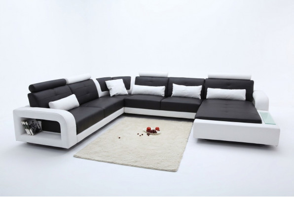 Hoekbank met USB-bekleding Bank Woonlandschap Zitsamenstelling Leder Textiel H2209