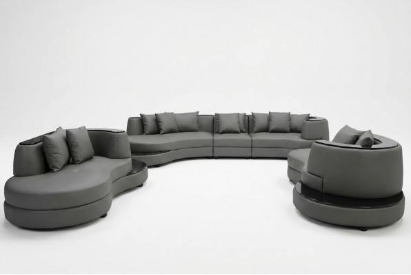 Luxe woonhoek leren bankstel landschap bekleding hoek XXL grote bank U-vorm + USB