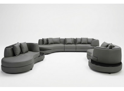 Luxe woonhoek leren bankstel landschap bekleding hoek XXL grote bank U-vorm + USB